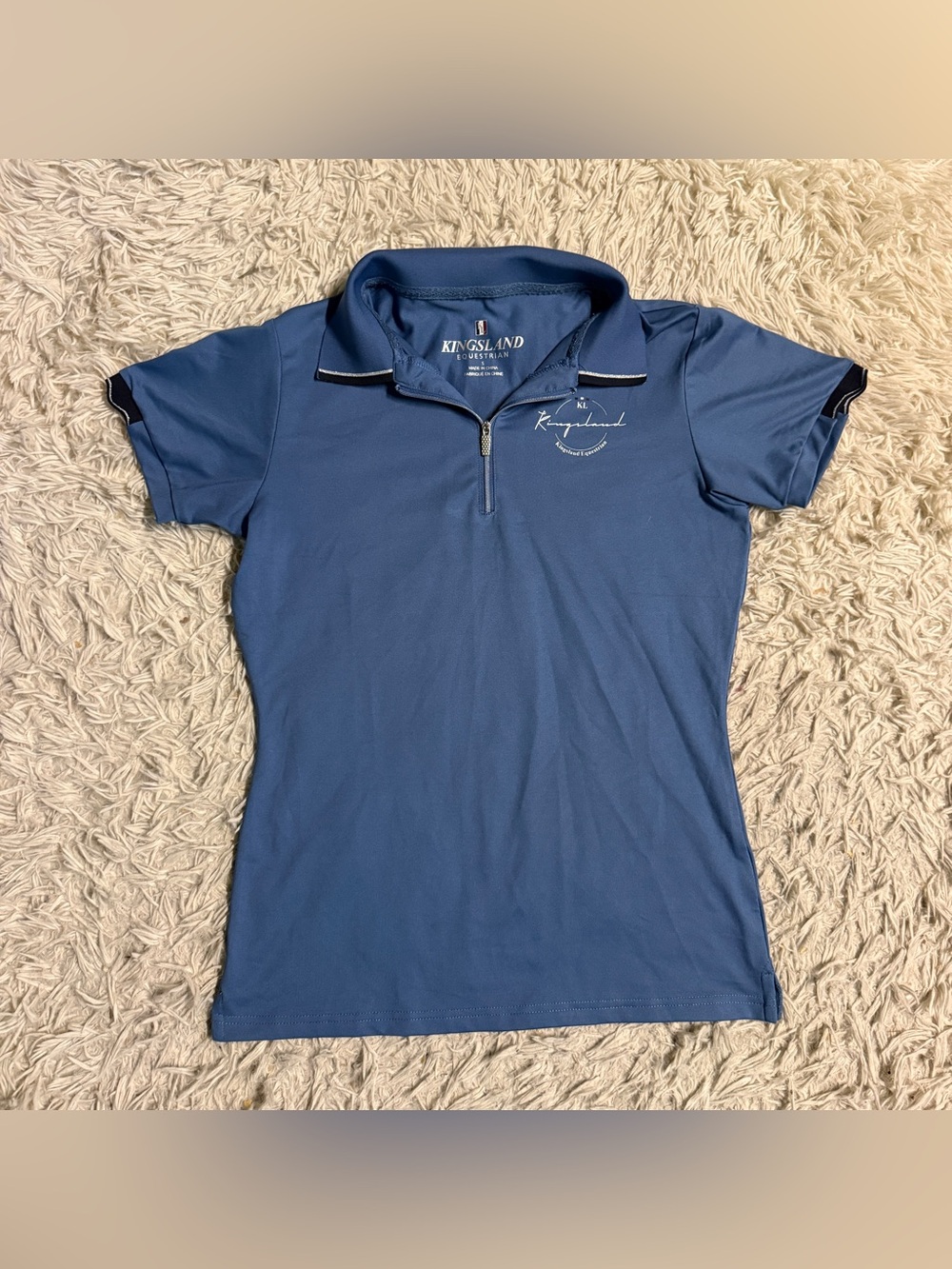 Women’s Small Blue Kingsland Short Sleeve Horseback Riding Sunshirt. Good Cond.
